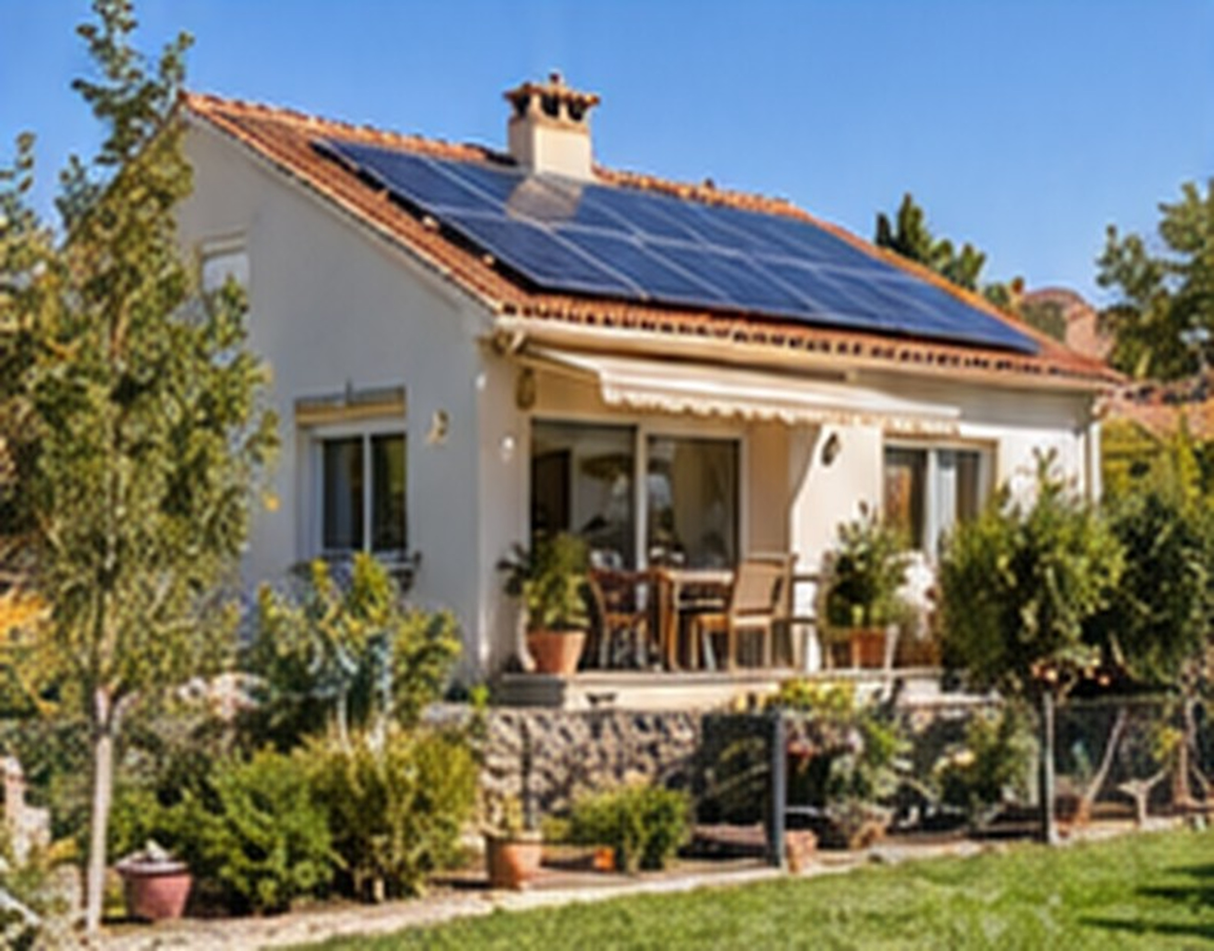 Vivienda con paneles solares